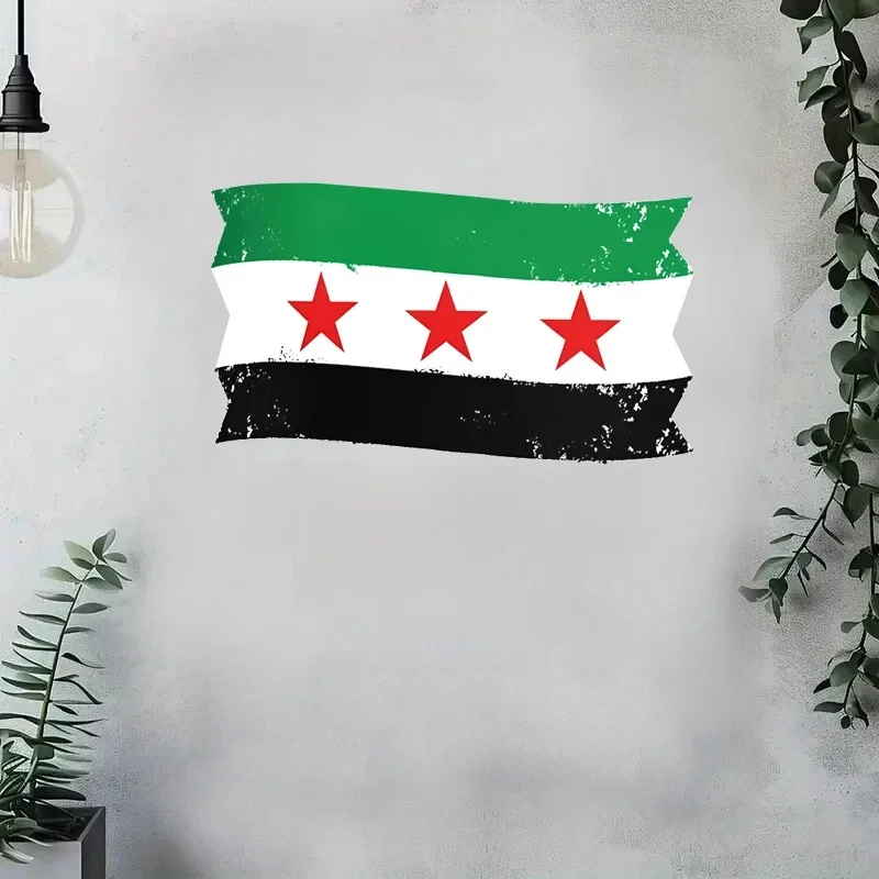 Flaga Syrii z bezpłatnym tekstem Syria, 08/12/2024 Naklejka ścienna Samoprzylepne naklejki do salonu, sypialni, lodówki, okna, samochodu — zdjęcie 2