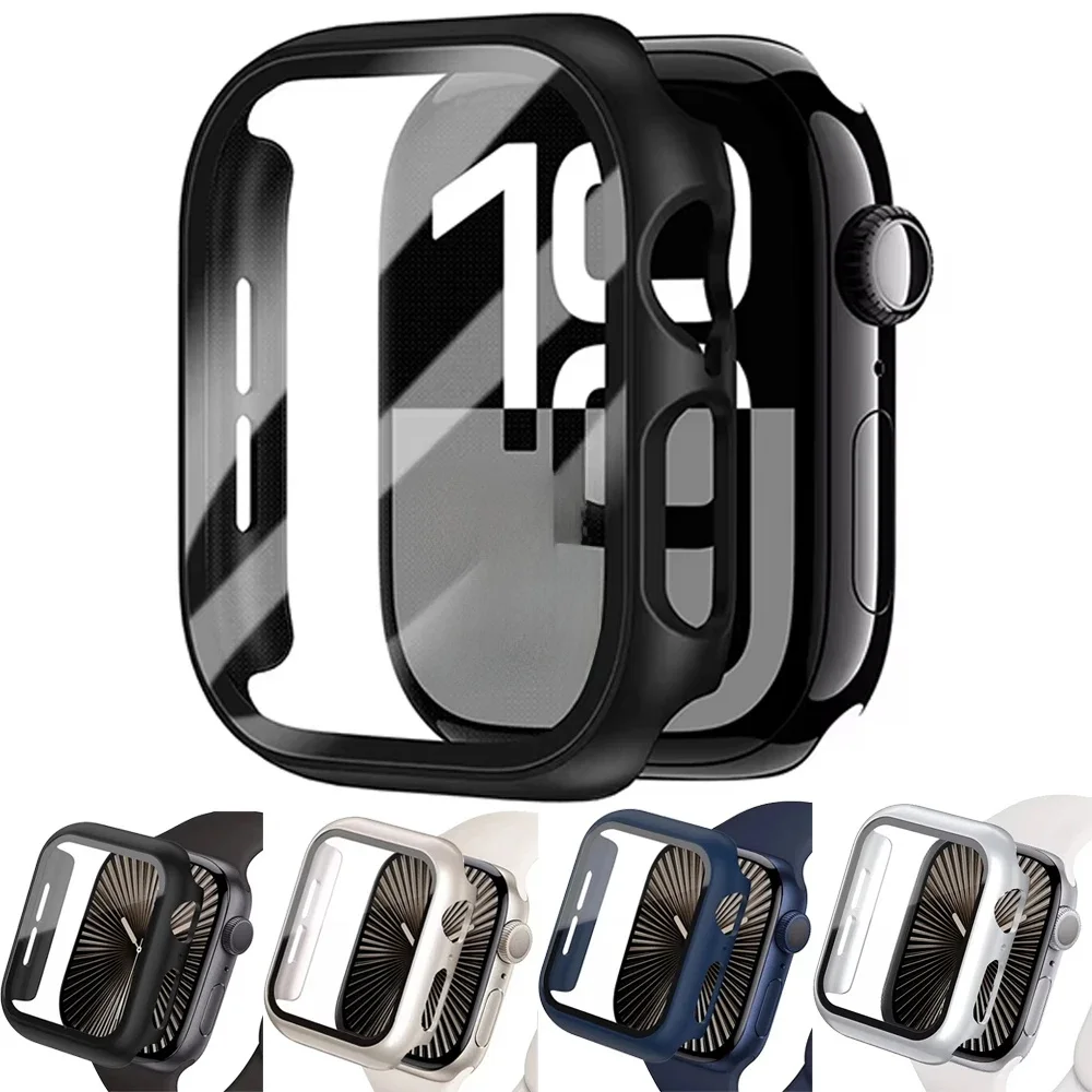 Displayschutzfolie aus gehärtetem Glas + Schutzhülle für Apple Watch 11 10 46 mm 42 mm Ultra 4 3 49 mm, iWatch 9 8 7 6 SE 45 mm 41 mm 44 mm