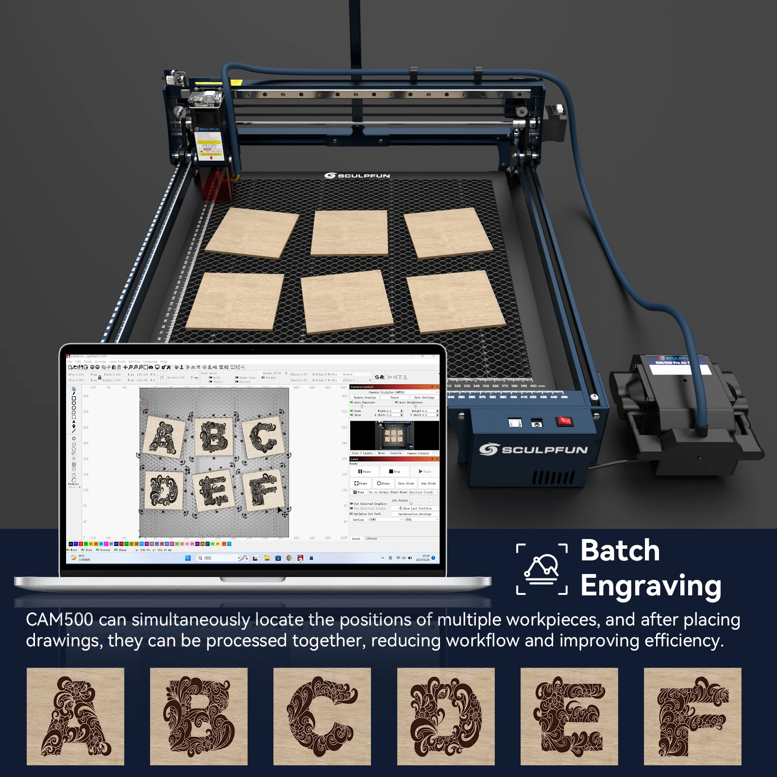 SCULPFUN CAM500 Lightburn Laser Camera for Laser Engraver Precise Positioning HD Recording Image Tracing Working Range 400*400