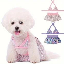 Dog Bikini Swimsuit, Puppy Bathing Suit, For Small Dogs Cloth Costume，Fish Scales Print Bikini Design Pet Costume