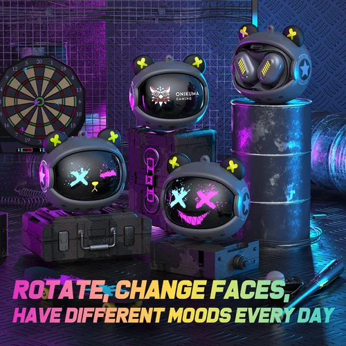 Auriculares inalámbricos ONIKUMA con diseño abatible giratorio, auriculares para juegos con caja de carga con Control táctil, auriculares de baja latencia