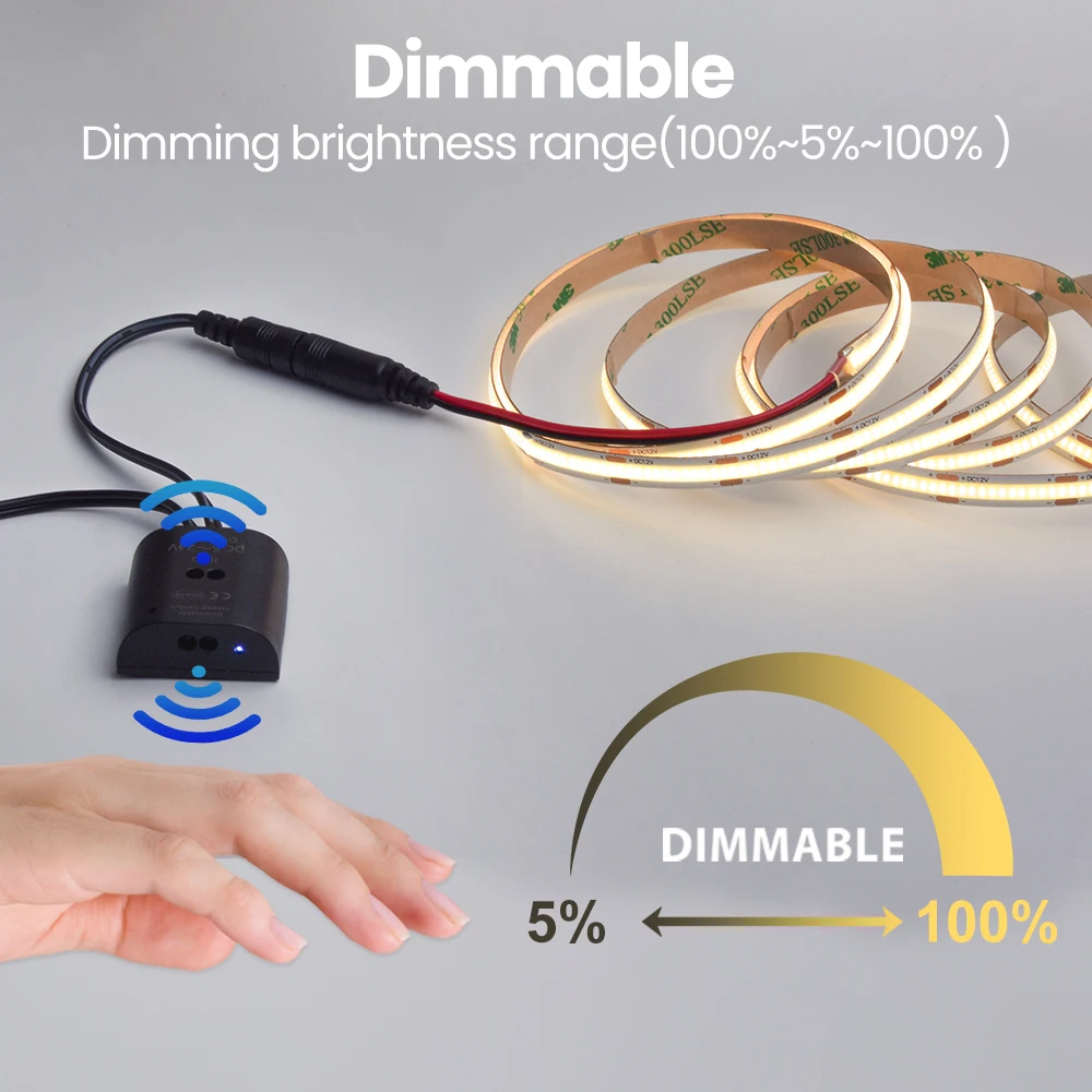 3.5A DC5-24V Hand Sweep Sensor Switch Dimmable Dual Side Sweep Switch  LED Light Accessories Bedroom Home Kitchen Wardrobe Decor