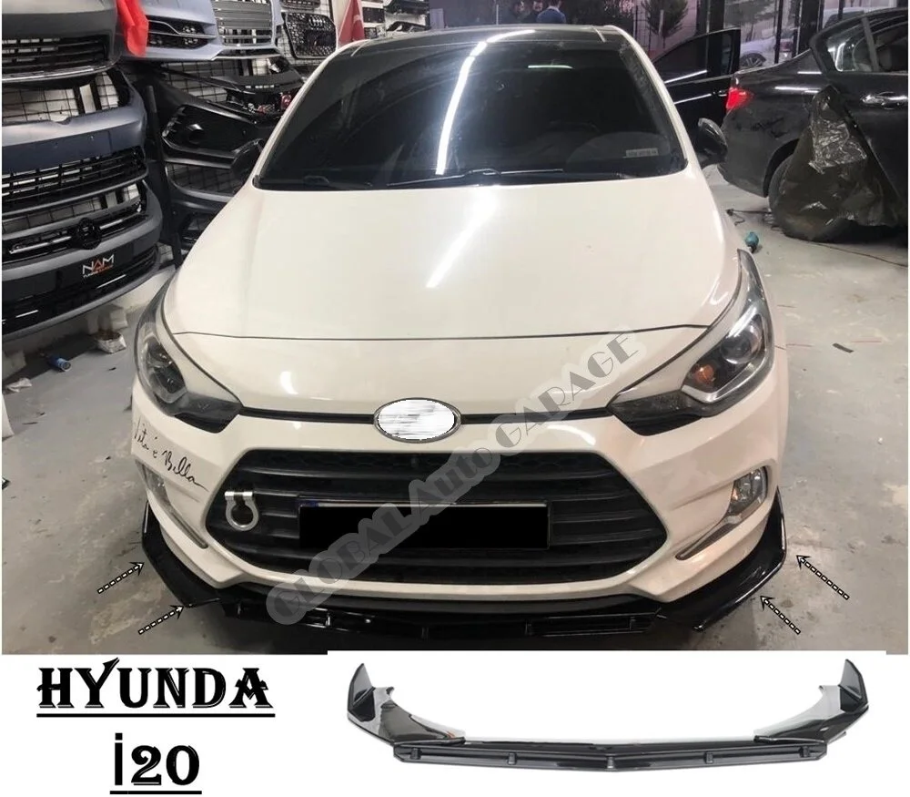 For Hyundai i20 Front Bumper Attachment Lip 2008-2020 Piano Glossy Black Splitter Diffuser Universal Spoiler Bumper Mud Flaps