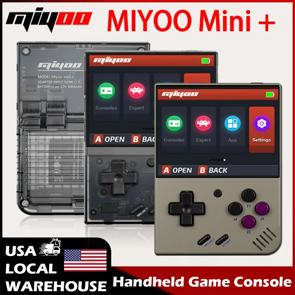 

MIYOO Mini Plus Portable Retro Handheld Game Console 3.5''IPS HD Screen Linux System Mini + Classic Gaming Emulator Players Gift
