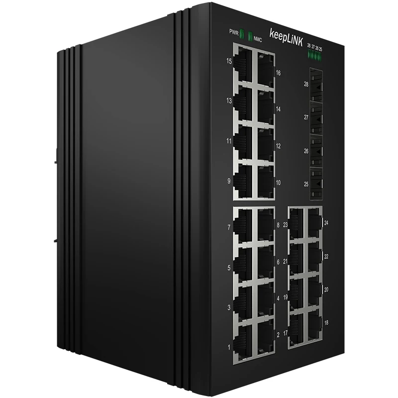 Industrial 24-Port 10/100/1000Mbps + 4-Port Gigabit SFP Slots  DIN-Rail IP40 IEEE802.3af/at PoE L2 Managed Ethernet Switch