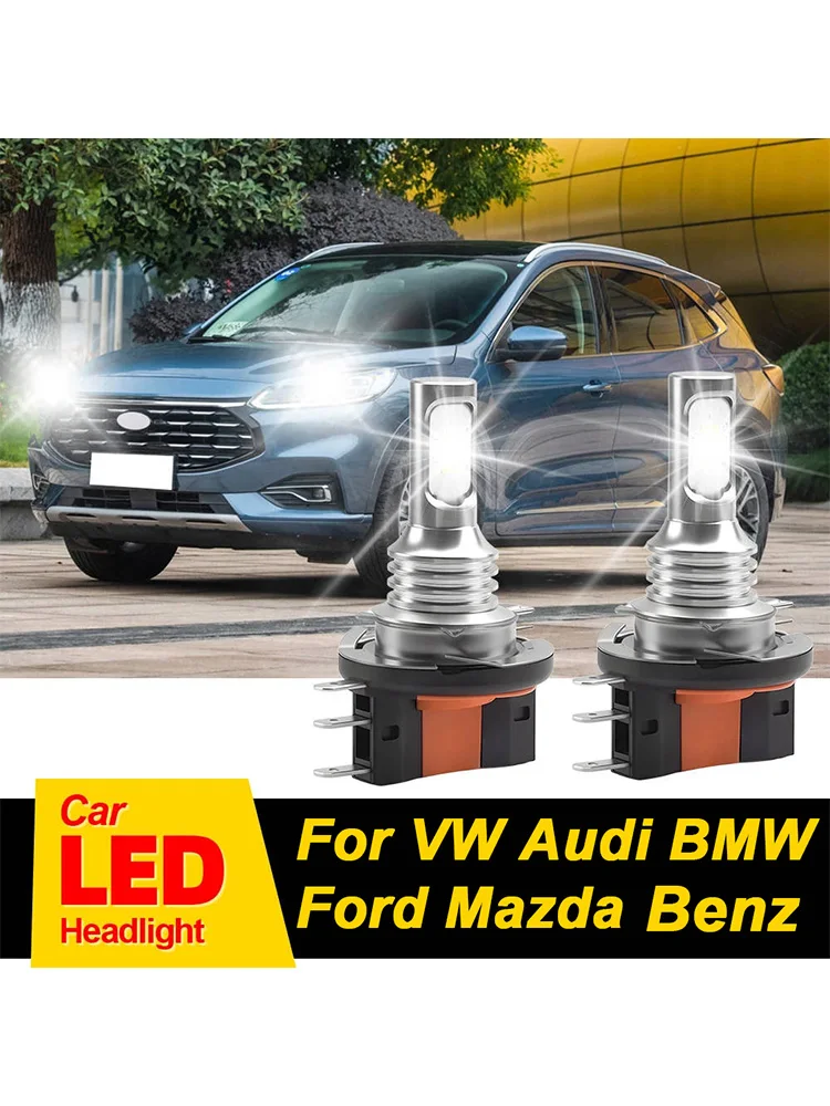 2 Stück H15 LED-Scheinwerferlampen Canbus 200W Fernlicht Tagfahrlicht DRL 6000K für VW Audi BMW Ford Mazda Benz