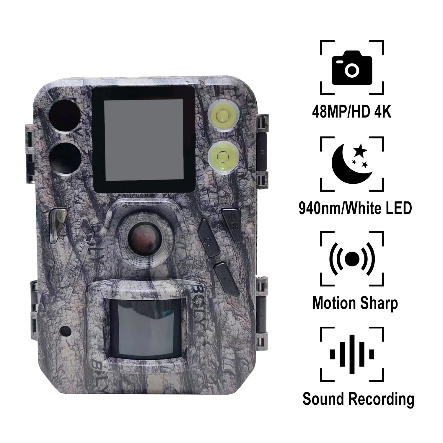 BolyGuard SG520-Plus Wildkamera-4K/48MP Nachtsicht-Wildtier-Jagdkamera mit 940nm Schwarz-IR & Weiß-LED, Solar-Bereit – Detail 2