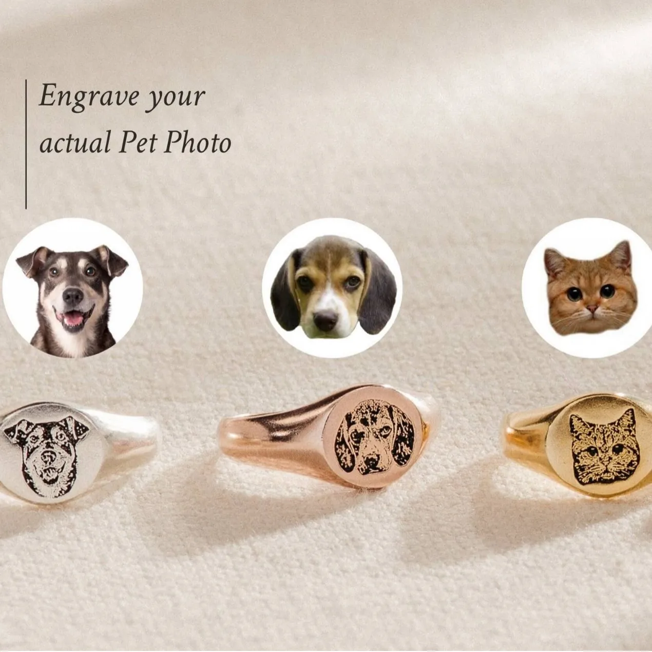 

2025 Fashionable new Baidu custom pet engraved portrait ring in stainless steel, Valentine's Day gift