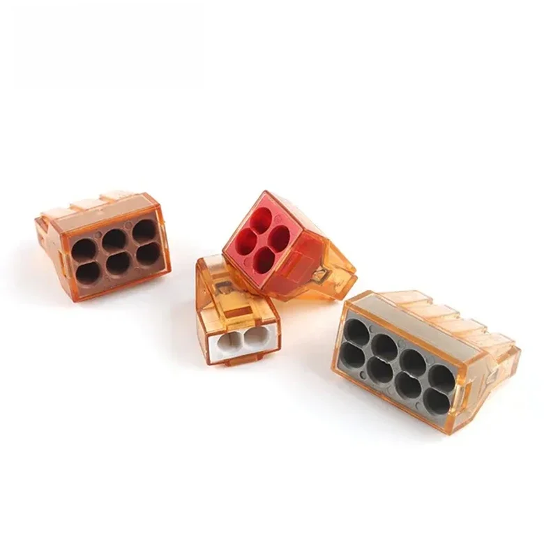 25/50/100 sztuk 602 604 606 608 Kompaktowe złącze przewodu Push in Terminal Block Connector 2/4/6/8 Pin Lever1.5-4 AWG 16-12 — zdjęcie 2