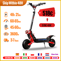 X7/X7PRO 3600W Electric Scooter 60-65km/h Dual 1800W Motor Escooter 11Inch 48V 21Ah  45-60km Mileage Foldable Electric Scooter