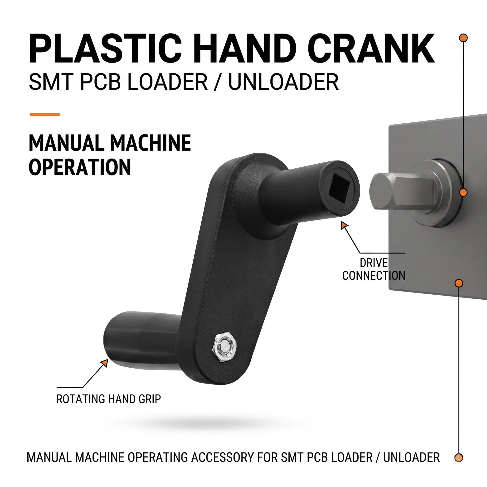 YGTITAN ABS Plastic Hand Crank Handle for SMT PCB Loader Unloader Machine, Manual Adjustment Industrial Spare Part Replacement
