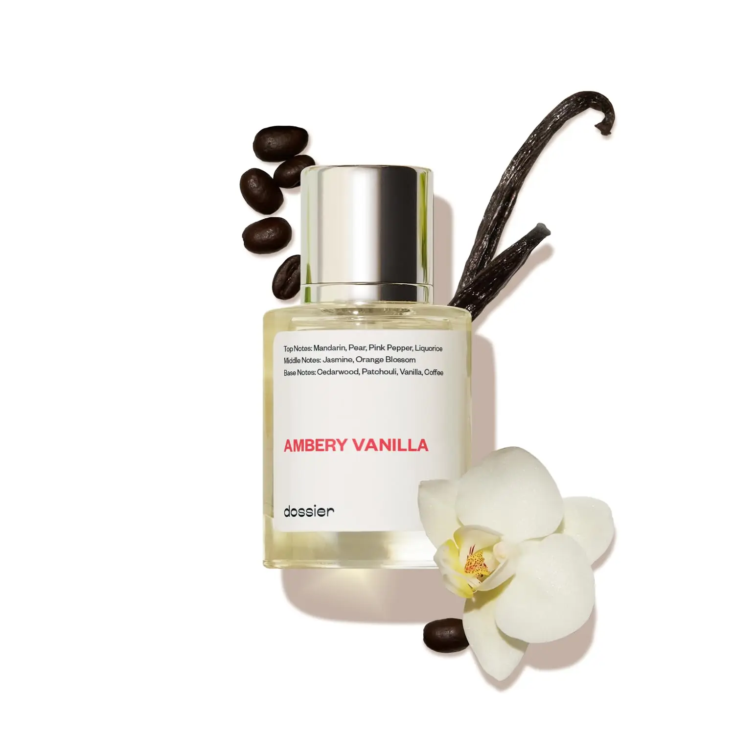 Ambery Vanilla by Dossier 50ml 1.7Oz Unisex Oriental Vanilla Perfume, Cozy Rich Aroma Ideal for Daily Wear and Gifting, Vanilla and Coffee