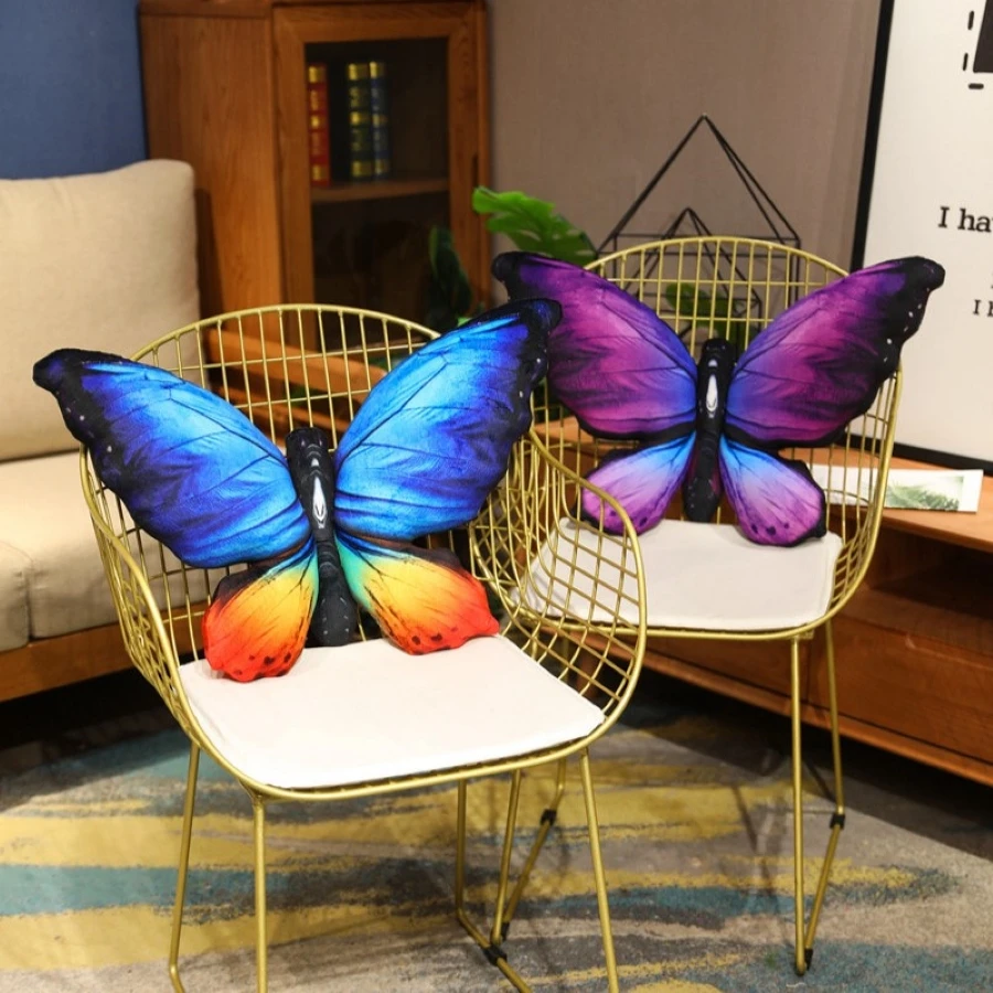 Buntes 3D-Schmetterlingskissen, dekoratives Tier-Wurfkissen, Druck-Akzentkissen, gefülltes Kissen, Bett, Schlafzimmer, Couch, Raumdekoration – Detail 10