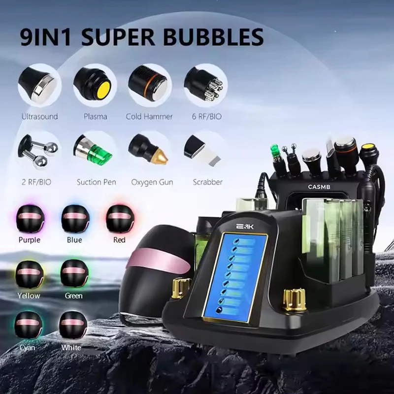 

Popular 9in1 Microdermabrasion Hydro Facial Machine with Led Light Oxygen Silk Peel Skin Rejuvenation Face Wrinkle