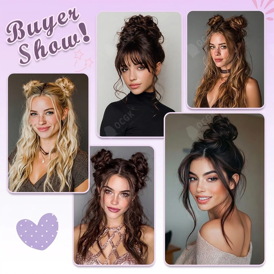 Human Hair Bun Extensions Straight Elastic Scrunchies 100% Real Hair Chignon Donut Updo Elegant Bun Hairpieces for Women