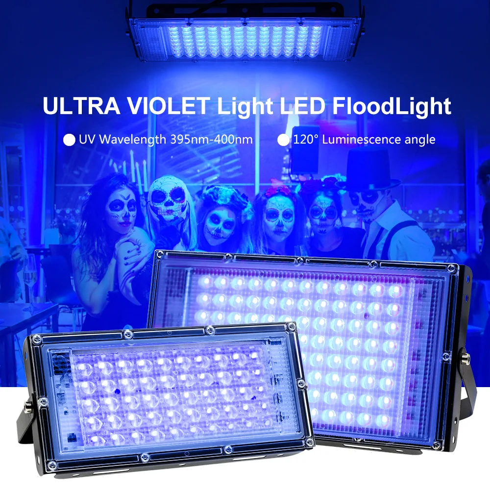 

395 nm LED UV Flood Light 220V Stage Light 100W 300W Stage Black Light Waterproof Disco Fluorescent Ambient Light Curing Light