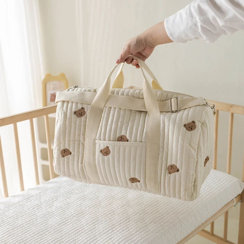 New Mommy bag cotton embroidery travel Bag Large Capacity Duffel Bag Lightweight storage diagonal mommy bag Diaper Bags For Baby