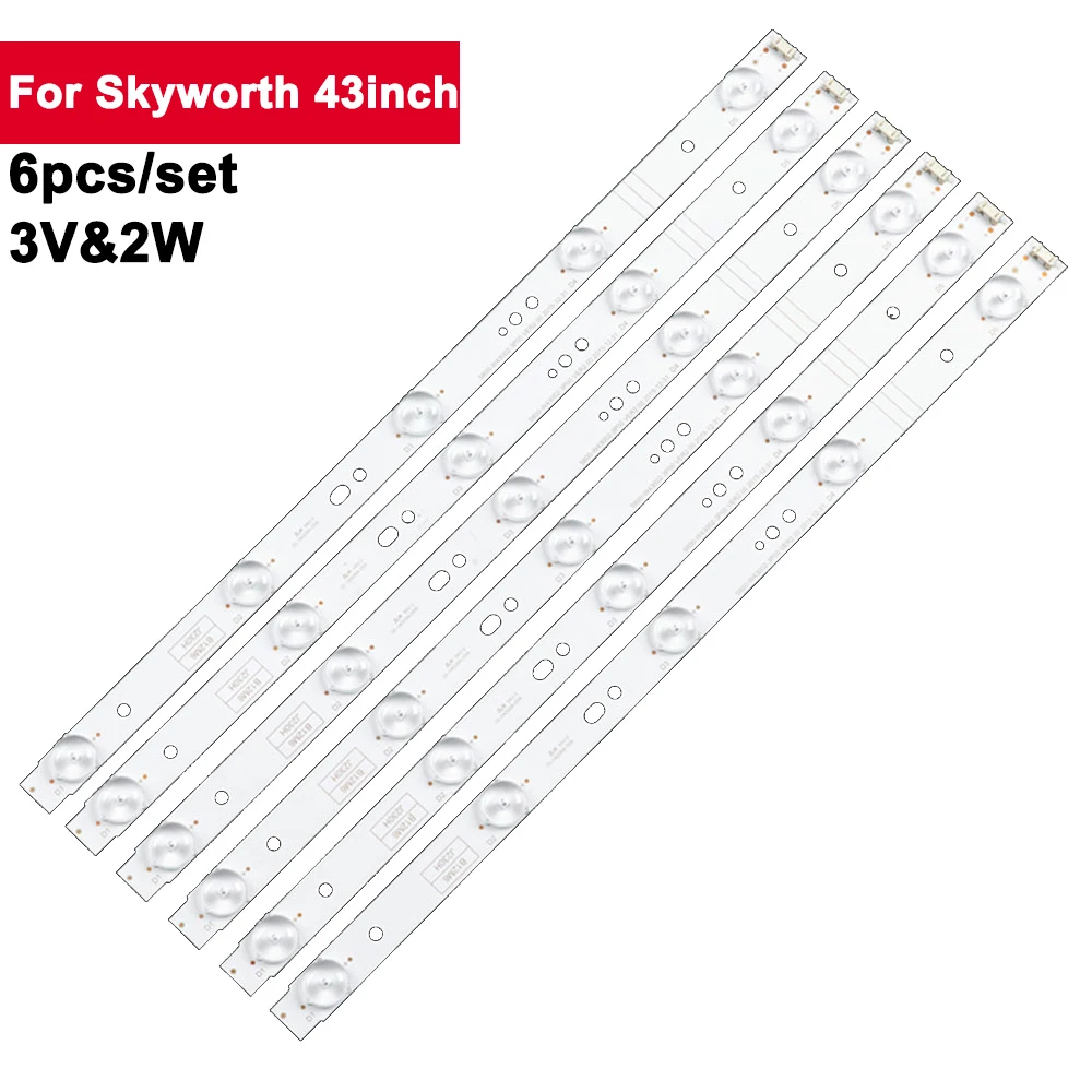 

3V 2W 384mm LED Backlight TV For Skyworth 43inch 5800-W43002-3P00 VER2.00 2015-12-31 6Pcs/Set Backlight Strip TV Spare Parts