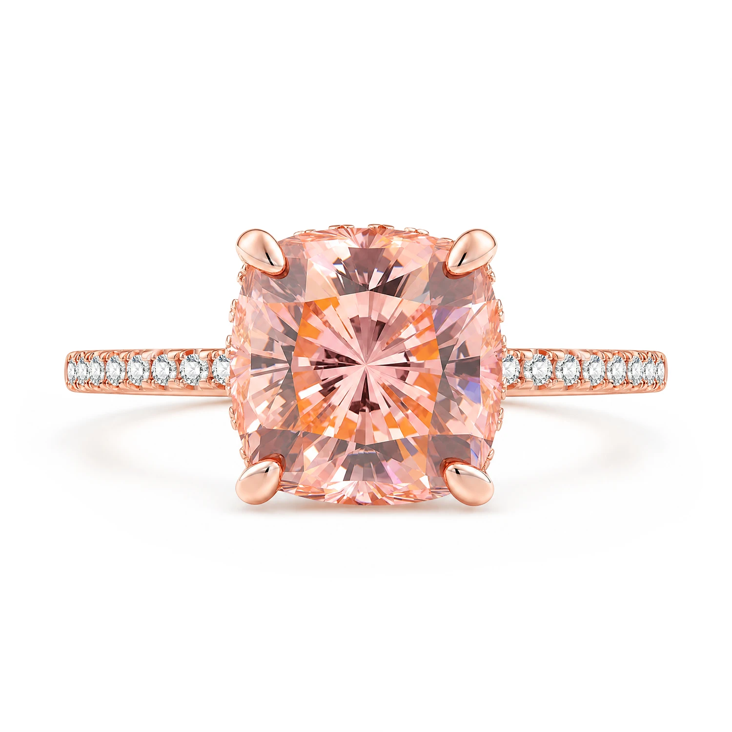 GEM'S BALLET Cushion Cut Diamond-fire CZ - Moganite Color Engagement Ring 925 Sterling Silver Handmade Rings Gift For Her