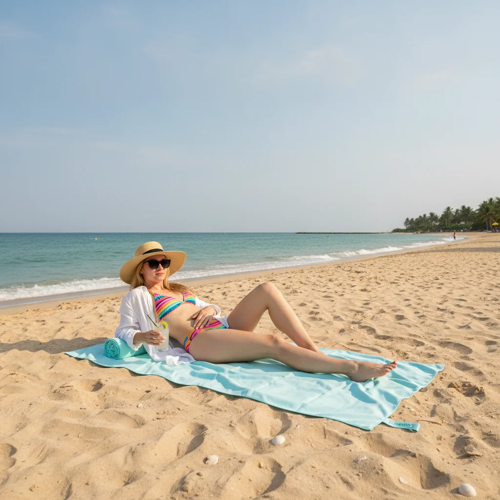 Quick‑Dry Microfiber Wrap Towel 80*160 CM With Button Soft Lightweight Absorbent Beach Swimming Towel Portable Travel Towel for