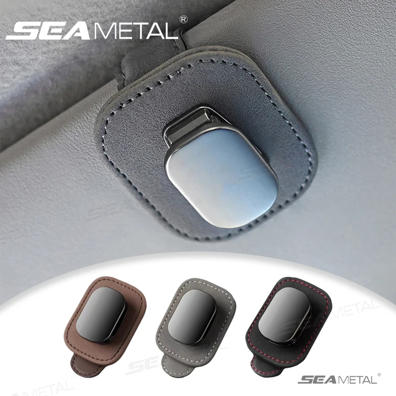 SEAMETAL Metal Car Glasses Holder Clip Wear-Resistant Suede Sunglasses Holder Soft Sponge Cushion Auto Eyeglasses Hanger Clip