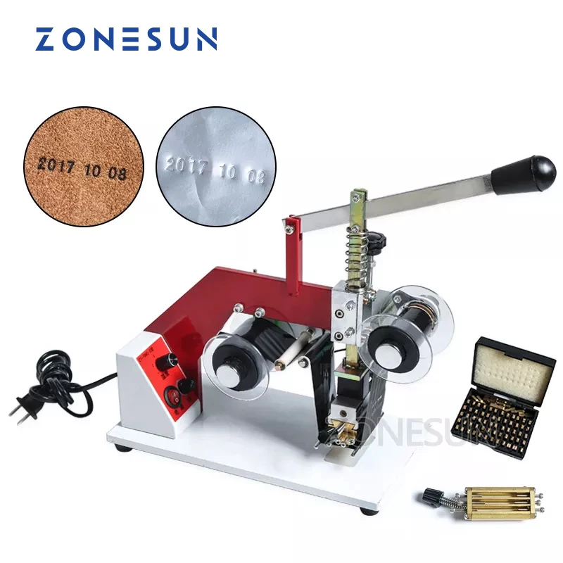 

ZONESUN ZY-RM5-E Manual Color Ribon Date Coding Machine Expiry Date Printer Aluminum Foil Bag Logo Printer