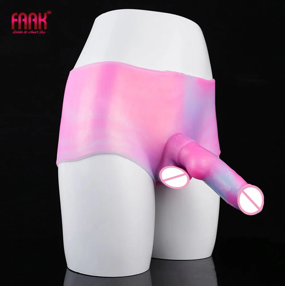 

FAAK Silicone Panties With Fantasy Dog Knot Dildo Pink Strap-ons Penis Anal Plug Stretchable Sex Toys For Women Masturbator