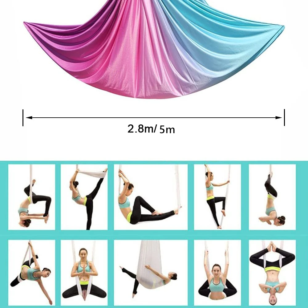 4/5/6/7 M Gradient Color Aerial Silks Fabric Low Stretch Yoga Hammock Aerial Flying Yoga Swing Anti Gravity Stretching Equipment