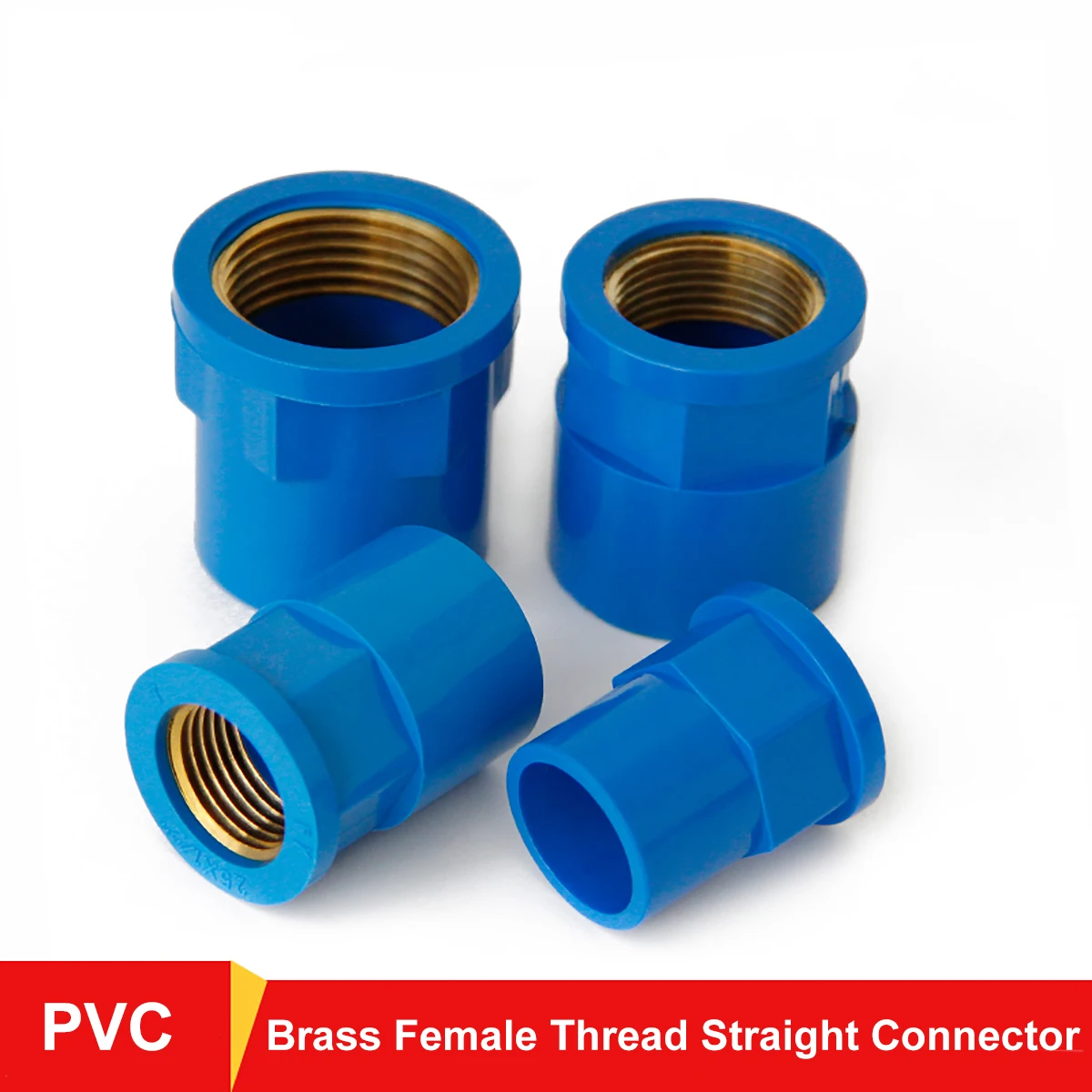 

1pcs Blue PVC Brass Straight Connector 1/2" 3/4" 1" Female Thread PVC Water Pipe Joint Aquarium Garden Irrigation Adapter