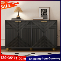 Anajqaqia Side Cabinet Sideboard with 4 Moulded Doors,Buffet Cabinet,Metal Handles & Ball Legs for Kitchen,Living Room,Black