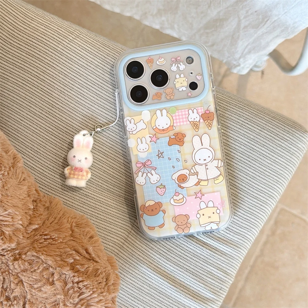 INS Cute Miffy Rabbit Summer New IMD with Pendant Female Edition Suitable for iPhone 17/16 ProMax15 Pro Anti Drop Full Set