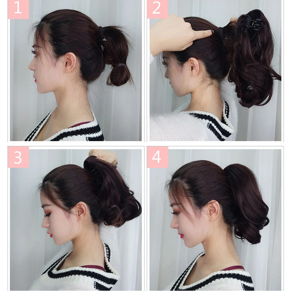 AS Long Wavy Straight Claw Clip On Ponytail Hair Extension Synthetic Ponytail Extension Hair For Women Pony Tail Hair Hairpiece