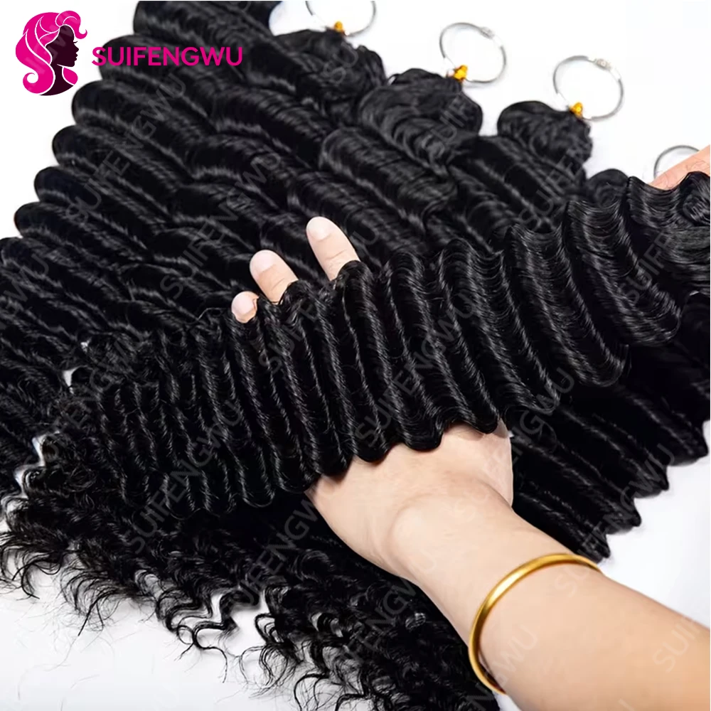 Extensions de cheveux humains bouclés crochet human hair, tresses bohèmes pré-bouclées, cheveux au crochet effet plume avec nœuds miracle, cheveux bouclés en spirale pour tresses Vague profonde crochet human hair