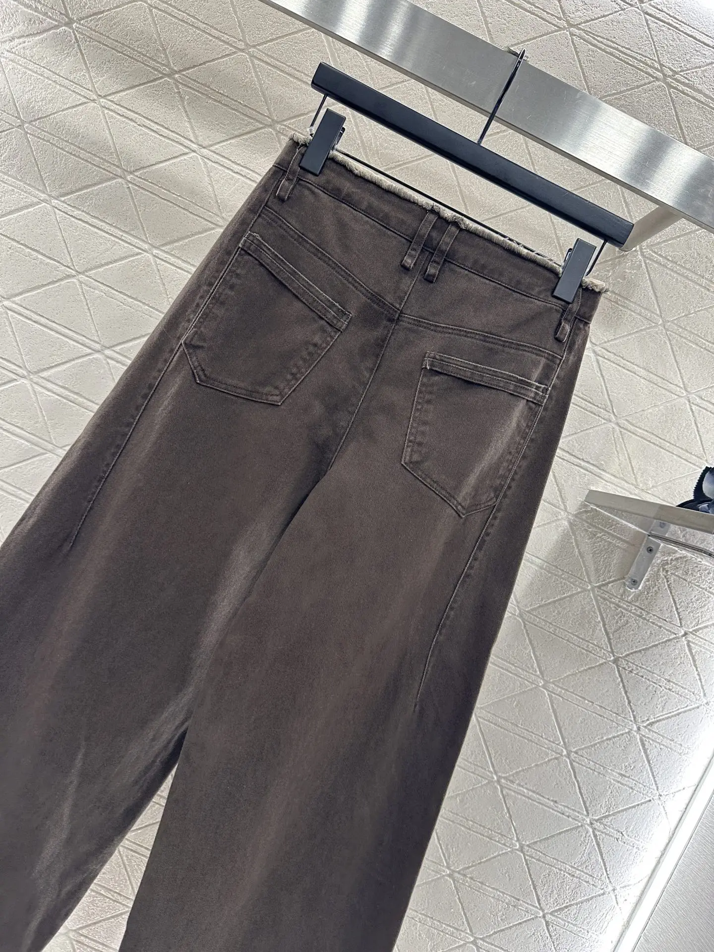 جينز جديد واسع الساق لعام 2025، فضفاض، خصر عالي، بنطال مستقيم للتخسيس 42