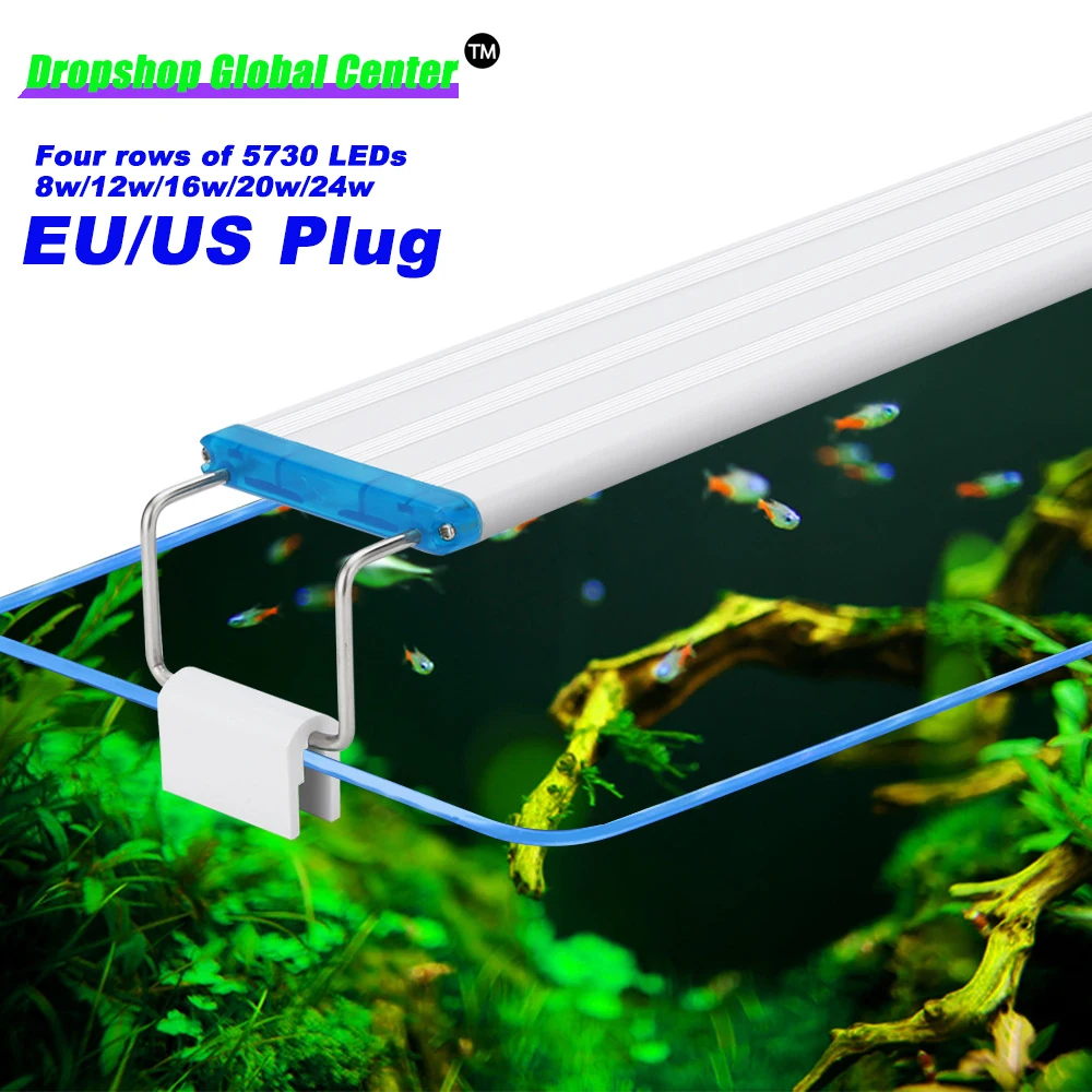 

Aquarium Lights Fish Tank Accessories 18-58CM Clamp Lamp 4 Rows of 5730 LED 3-color Lamp Aquarium Landscaping Fish Tank Lighting