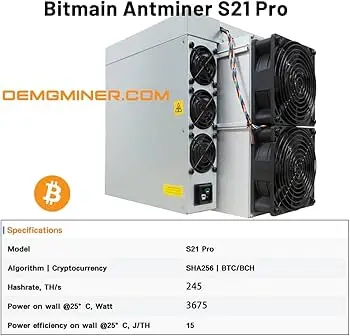 

Buy 3 Get 2 Free Bitmain Antminer S21 Pro Bitcoin Miner 234TH/S