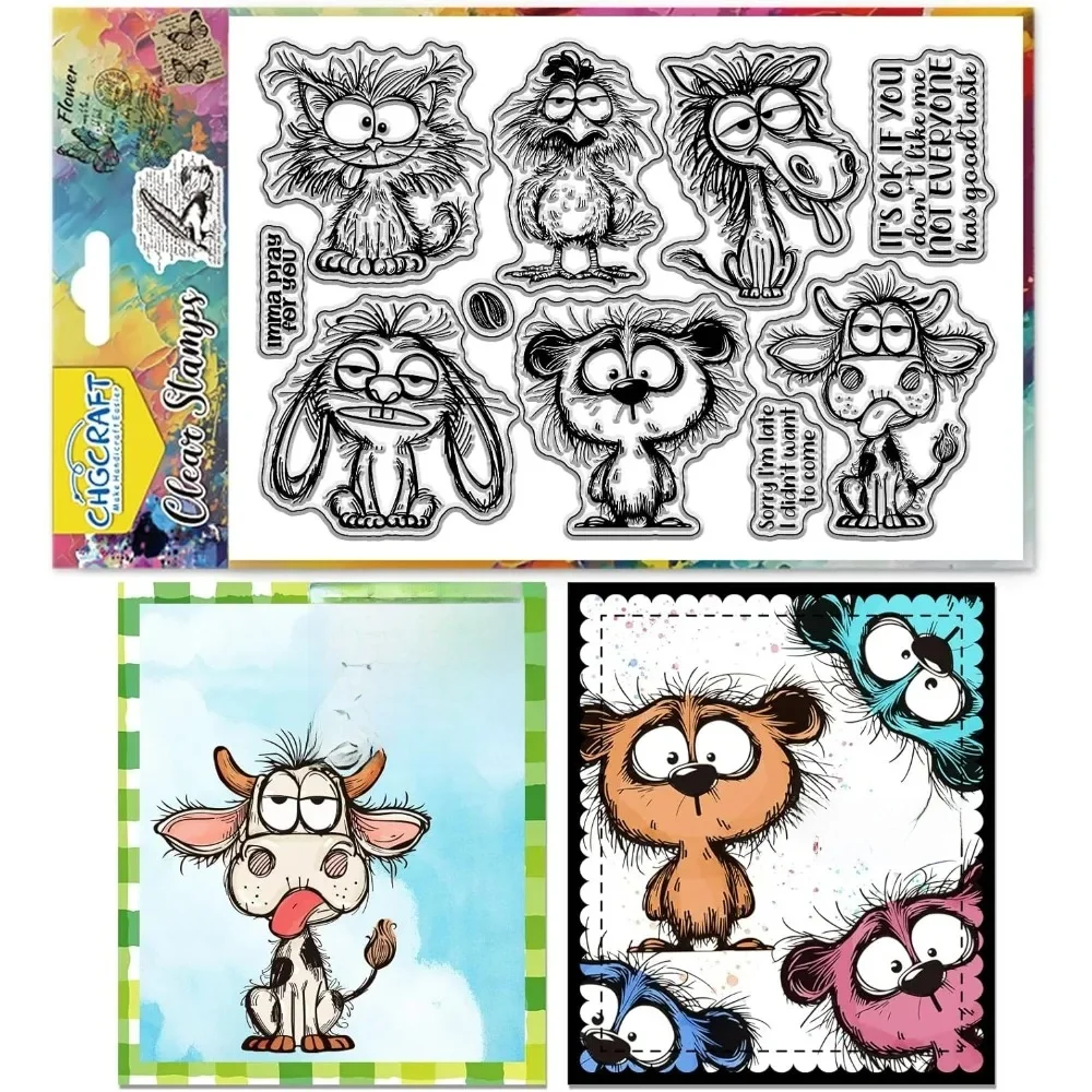 Crazy Fun Animal Clear Stamp Transparent Handicraft Stamps for DIY Scrapbooking Photo Album Decorative Cards Making Animal