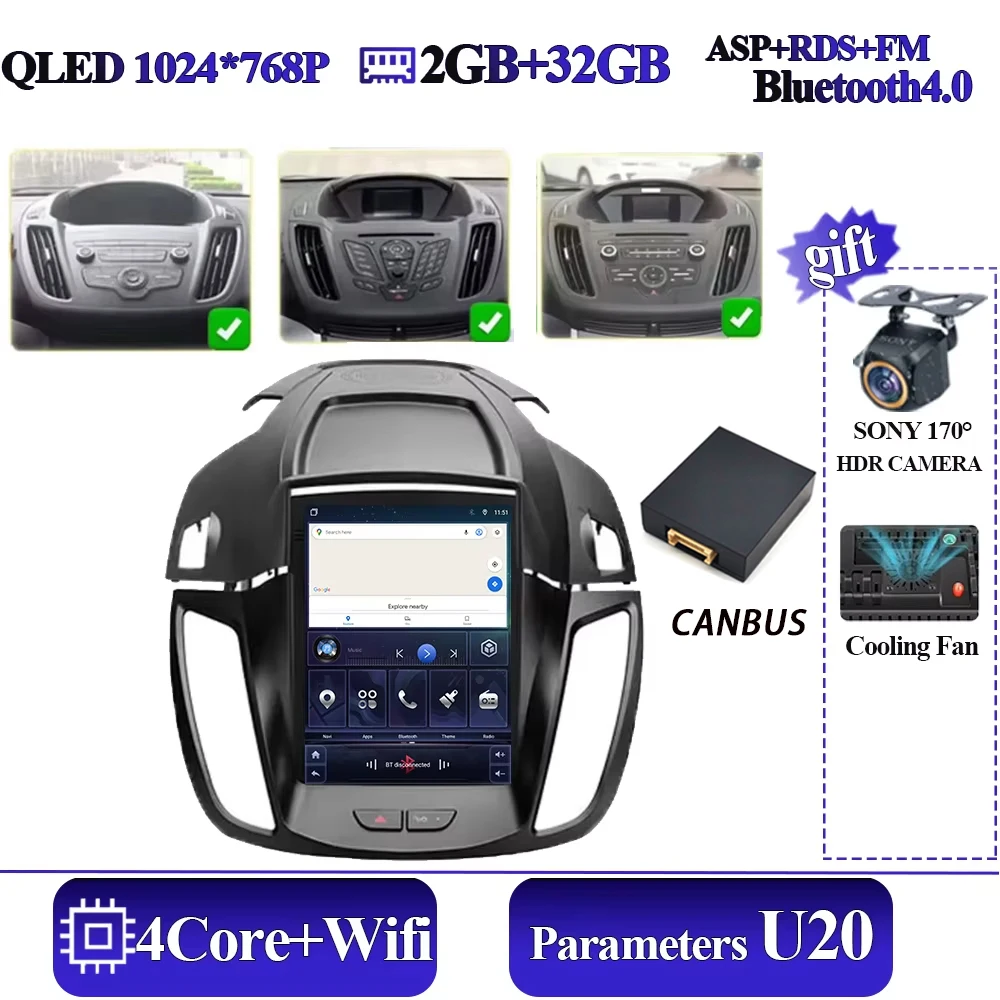 Android 16 autoradio voor Ford Kuga 2 Escape 3 2012-2019 Android 13 autoradio draadloze CarPlay 2 Din GPS navigatie Bluetooth