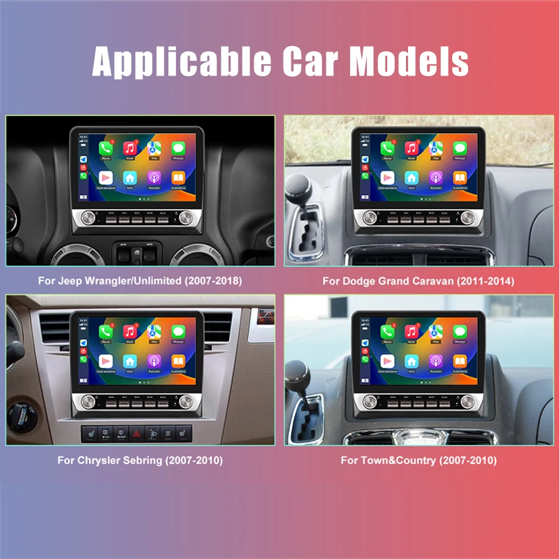 JUNSUN Android Head Unit Car Radio with Backup Camera for Jeep Wrangler JK 2007-2018 Dodge Ram Android 13 with Wireless CarPlay Android Auto Smart Car Navigation System