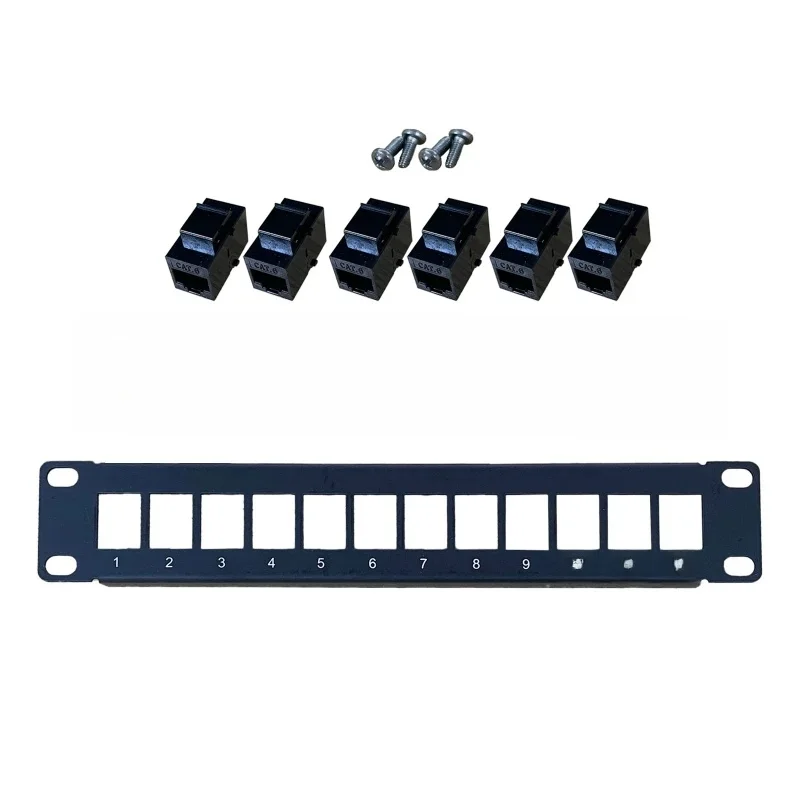 Panel krosowy 12 Port CAT6 10G wsparcie 1U sklejka sieciowa Panel krosowy nieuczciwych praktyk handlowych 19 cal Wallmount lub do montażu w dziurkacz dół blok dla CAT6 — zdjęcie 2