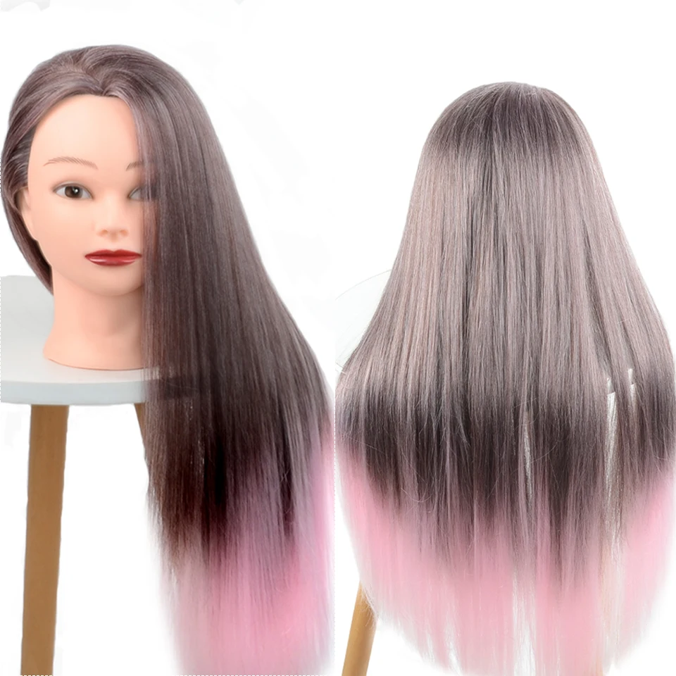 Modelo de cabeza de maniquí largo y colorido con 100% sintético para trenzado, peluquería, entrenamiento y corte P