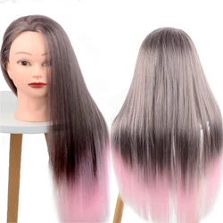 Modèle de tête de mannequin long coloré, 100% synthétique, tressage, coiffeur, entraînement, coupe