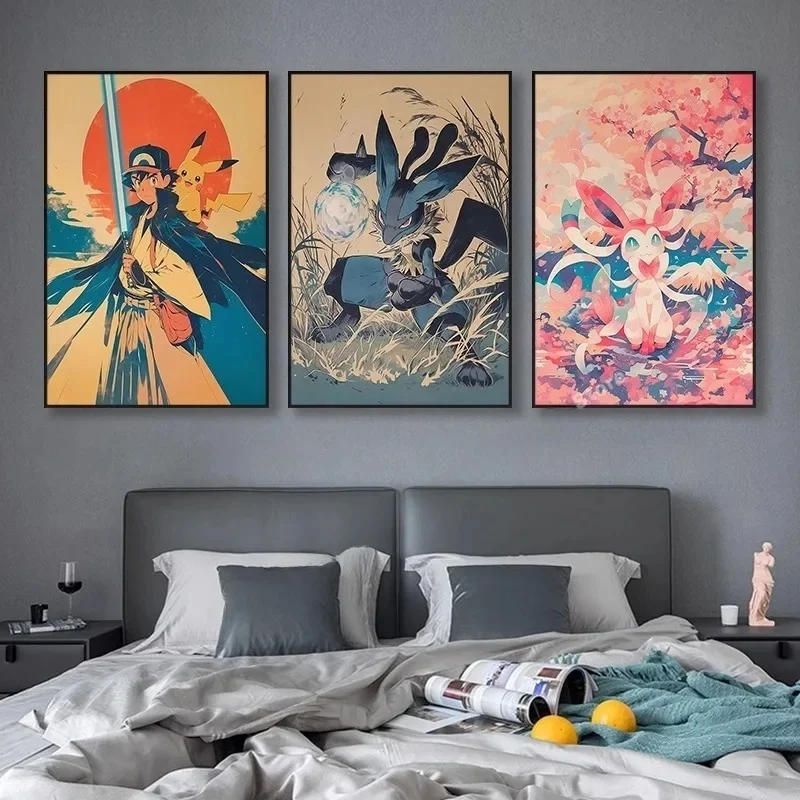 Décorations Pikachu, tableaux suspendus, chambre d'enfant, dessin animé, murale d'anime