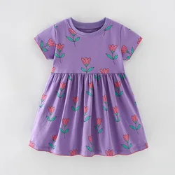 Brand Quality 100% Cotton Baby Girl Clothes Cartoon 2024 Summer Casual Children Clothing Kids A-LINE One-piece Dresses for Girls