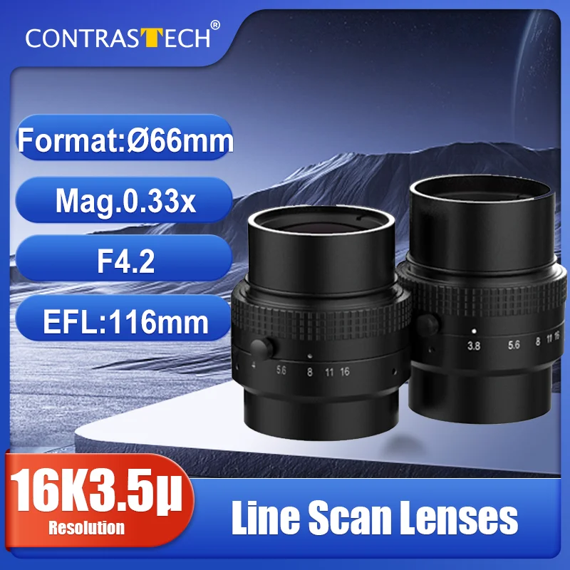 16k 3.5u 66mm V-mount Magnification Industry Compact Line Scan Camera Lens Machine Vision For Food & Pharma Packaging Check