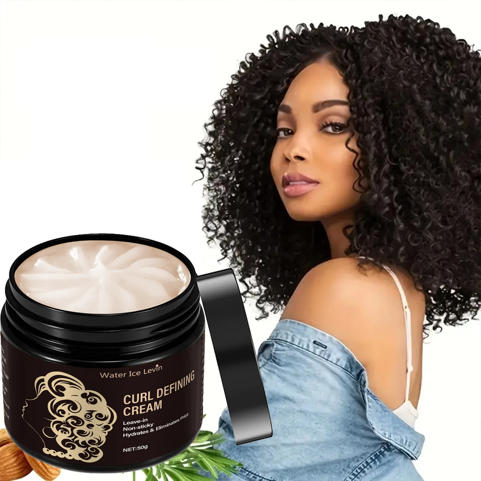 Water Ice Levin Curl Defining Leave‑in Cream Moisturizing Nourishing Anti‑Frizz Hair Styling Cream Non‑Greasy for Natural Curly