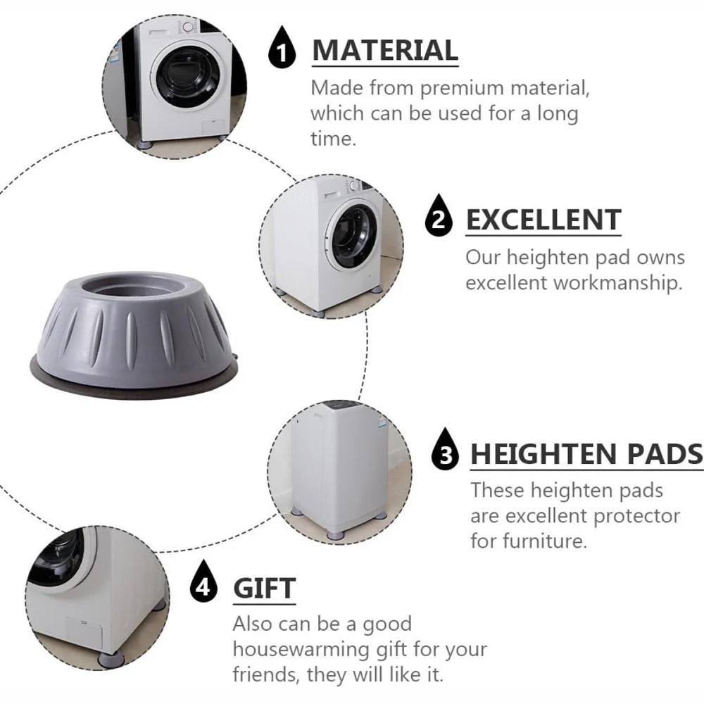 8PCS Anti Vibration Rubber Feet Pads for Washing Machine & Dryer, Heavy Duty Anti-Slip Shock Absorber Support Base Mats, Noise & Vibration Reduction, Furniture Risers For Washer, Dryer, Refrigerator & Furniture
