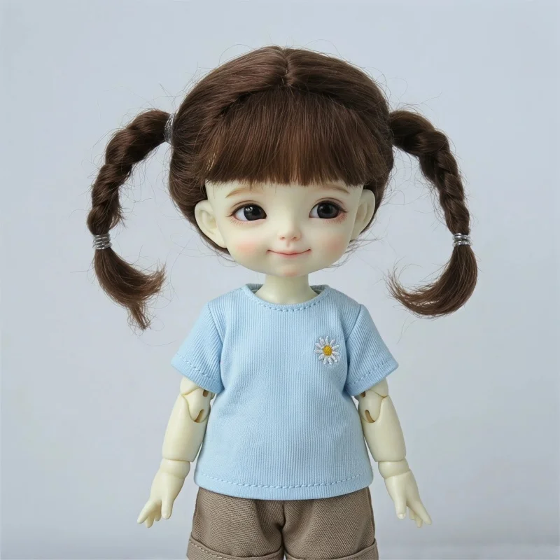 JD667 1/8  Lati Yellow Doll Wig For Head Circumference 13-15CM OB11 Fashion BJD Hair Size 5-6inch Cute Braid Mohair Wigs