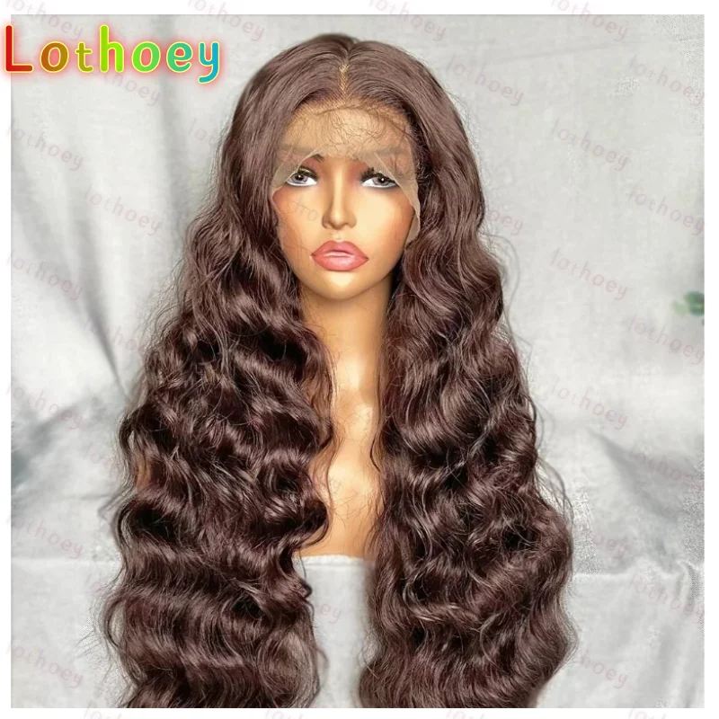 Lothoey Натуральный Коричневый Глубокая Волна Шелковая Основа Еврейский Парик Человеческих Волос Детские Волосы Кружева Европейские Волосы Бесклеевые Предварительно Собранные Ежедневно