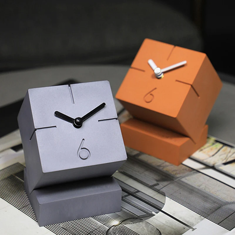 Many geometric clock silicone mold cement clock home crafts mold creative design cement gypsum rounded square clock mold
